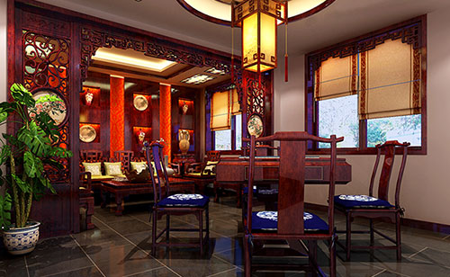 宁陵古典中式风格茶楼包间设计装修效果图